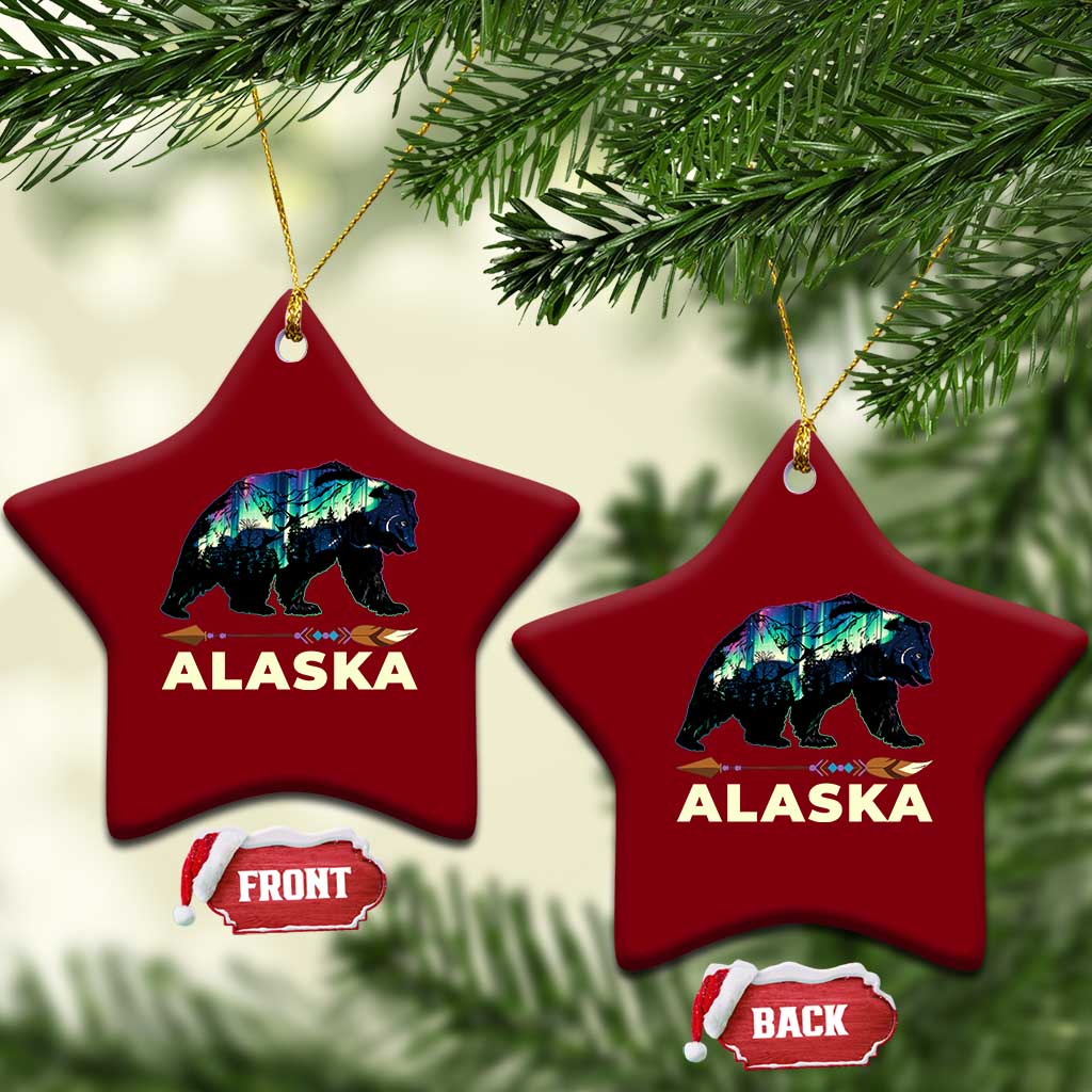 Alaska Ceramic Ornament Alaskan Night Sky Northern Lights Aurora Bear - Wonder Print Shop