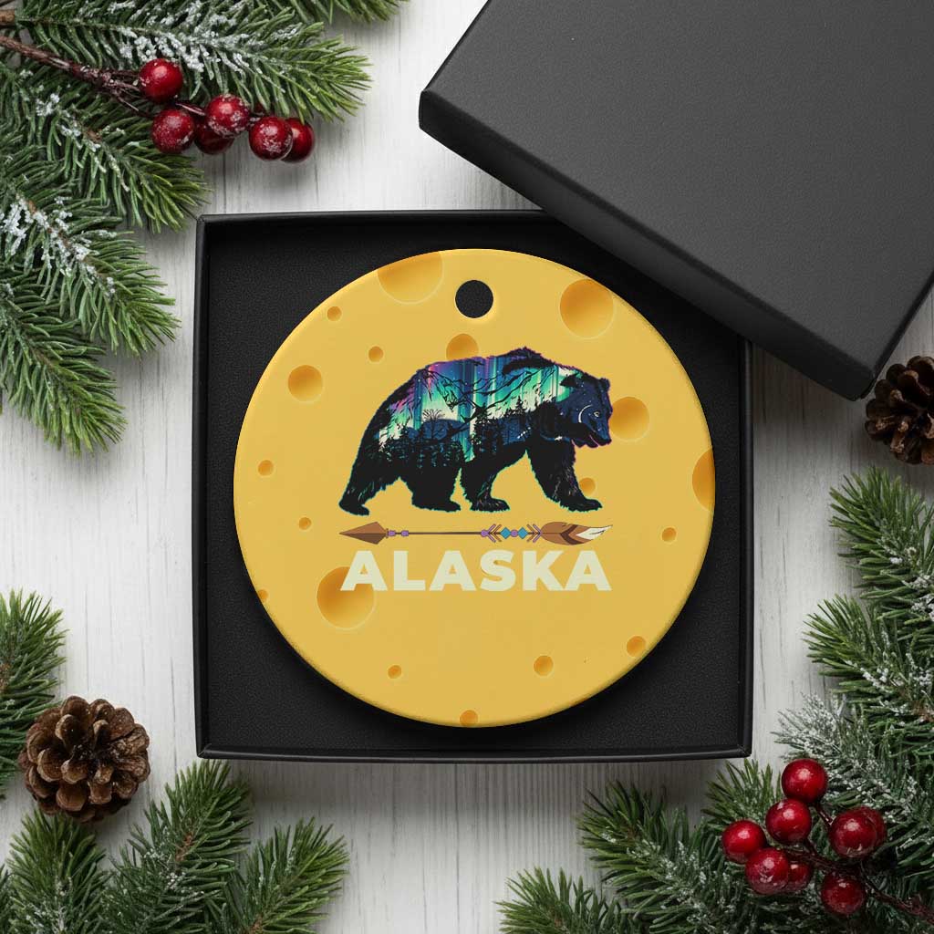 Alaska Ceramic Ornament Alaskan Night Sky Northern Lights Aurora Bear - Wonder Print Shop