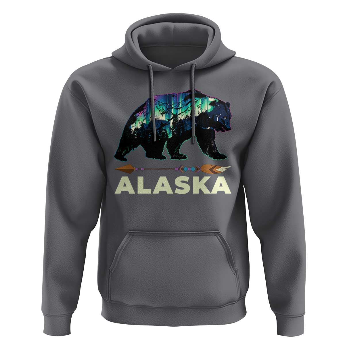 Alaska Hoodie Alaskan Night Sky Northern Lights Aurora Bear - Wonder Print Shop