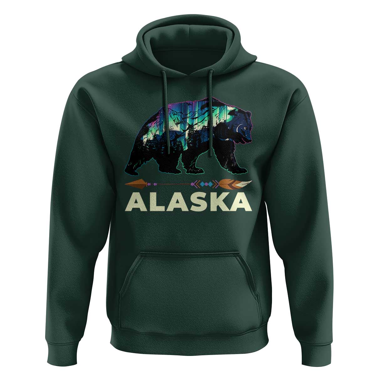 Alaska Hoodie Alaskan Night Sky Northern Lights Aurora Bear - Wonder Print Shop