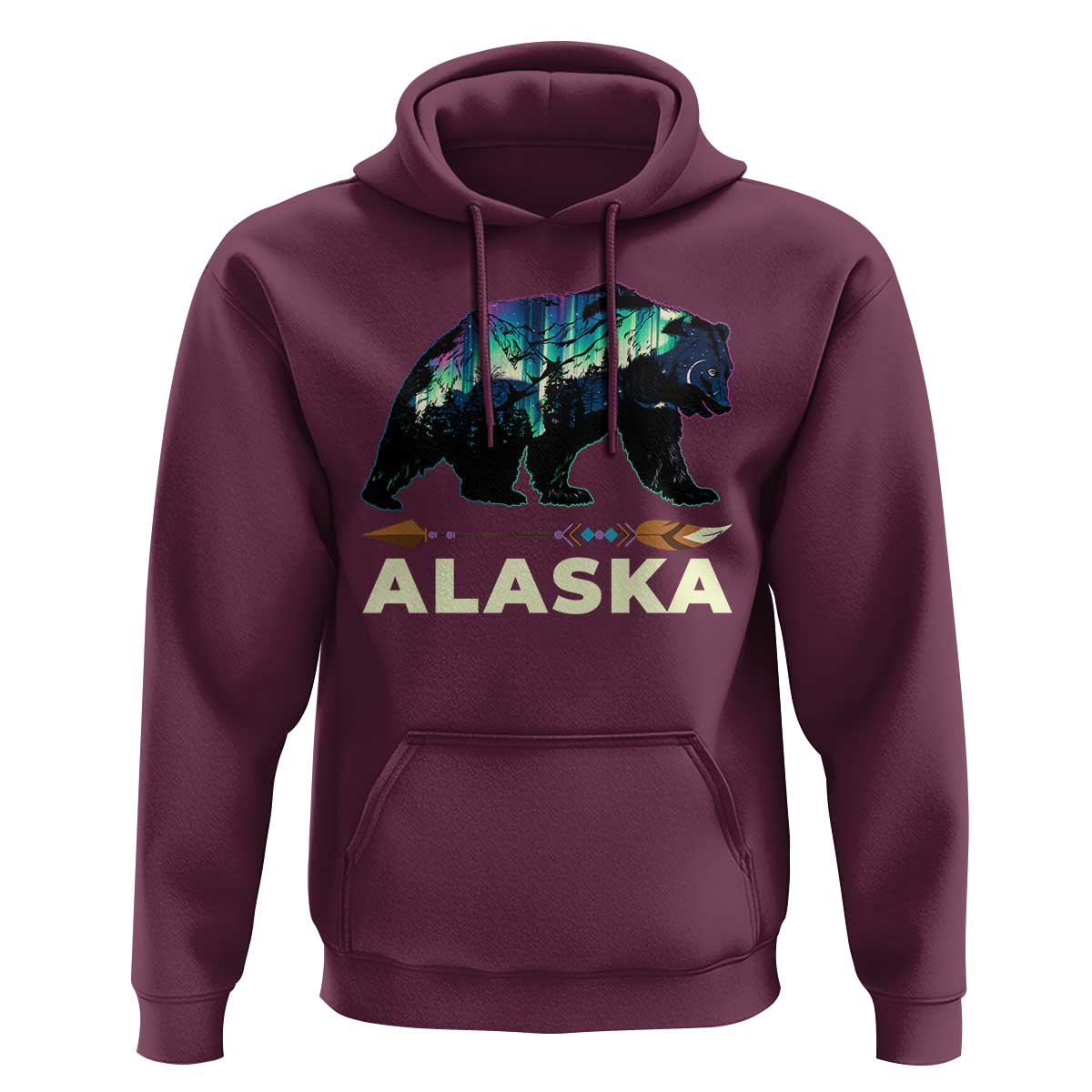 Alaska Hoodie Alaskan Night Sky Northern Lights Aurora Bear - Wonder Print Shop