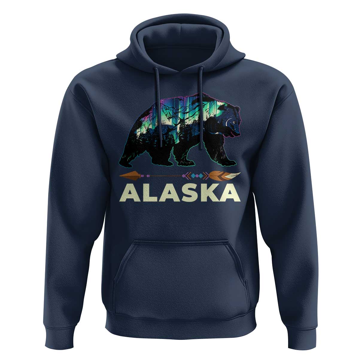 Alaska Hoodie Alaskan Night Sky Northern Lights Aurora Bear - Wonder Print Shop