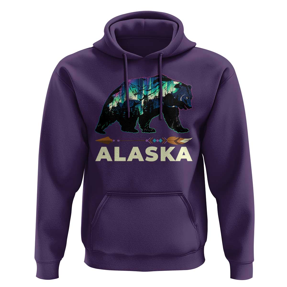 Alaska Hoodie Alaskan Night Sky Northern Lights Aurora Bear - Wonder Print Shop