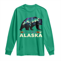 Alaska Long Sleeve Shirt Alaskan Night Sky Northern Lights Aurora Bear - Wonder Print Shop