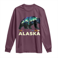 Alaska Long Sleeve Shirt Alaskan Night Sky Northern Lights Aurora Bear - Wonder Print Shop