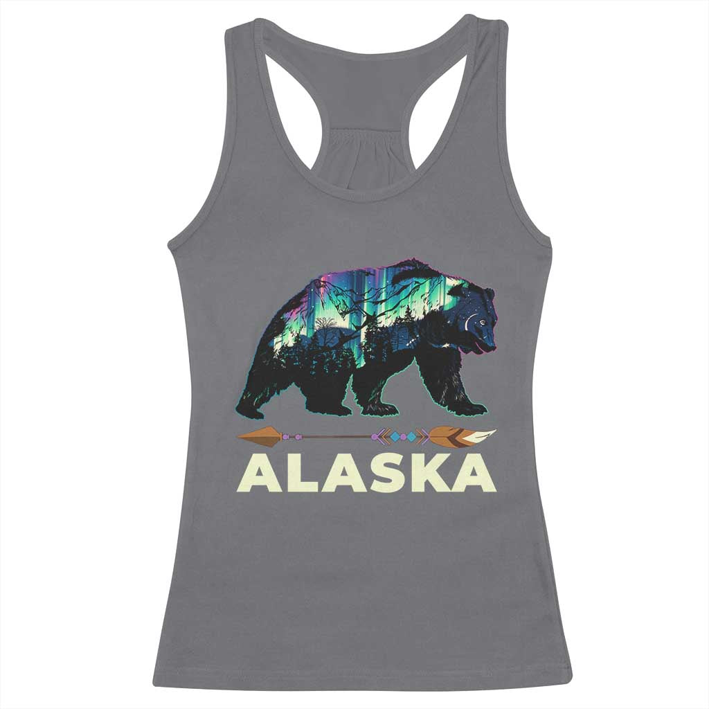 Alaska Racerback Tank Top Alaskan Night Sky Northern Lights Aurora Bear - Wonder Print Shop