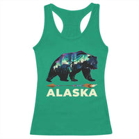 Alaska Racerback Tank Top Alaskan Night Sky Northern Lights Aurora Bear - Wonder Print Shop