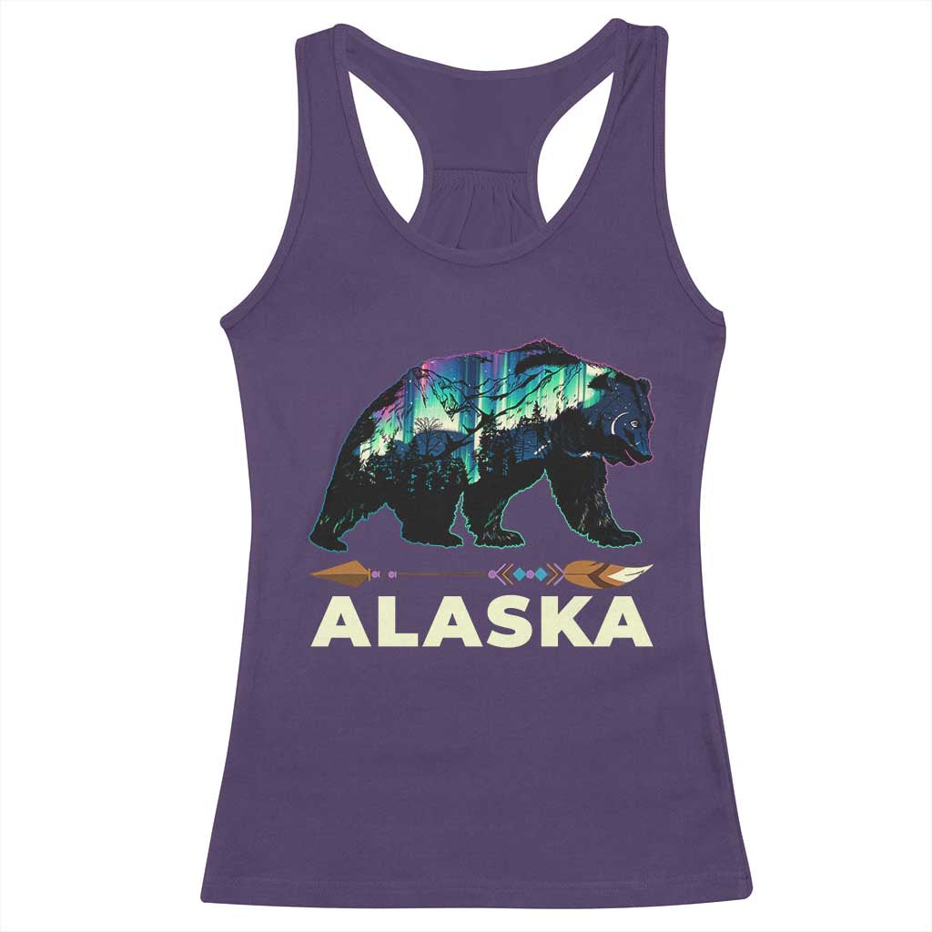 Alaska Racerback Tank Top Alaskan Night Sky Northern Lights Aurora Bear - Wonder Print Shop