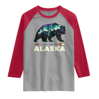 Alaska Raglan Shirt Alaskan Night Sky Northern Lights Aurora Bear - Wonder Print Shop