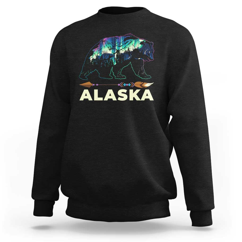 Alaska Sweatshirt Alaskan Night Sky Northern Lights Aurora Bear - Wonder Print Shop