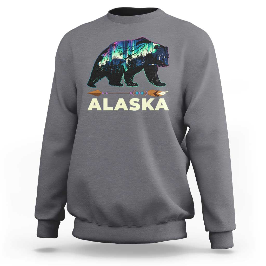 Alaska Sweatshirt Alaskan Night Sky Northern Lights Aurora Bear - Wonder Print Shop