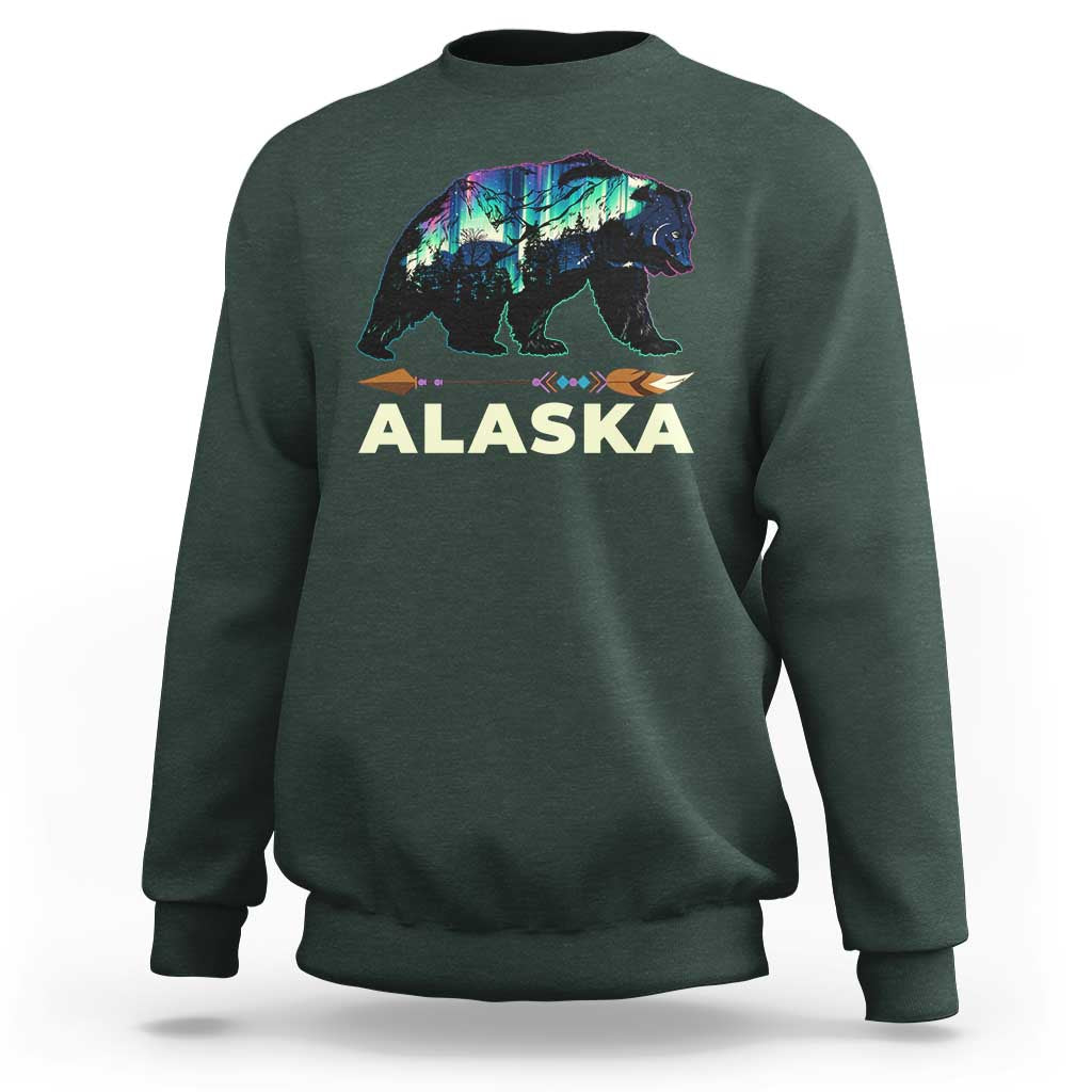 Alaska Sweatshirt Alaskan Night Sky Northern Lights Aurora Bear - Wonder Print Shop