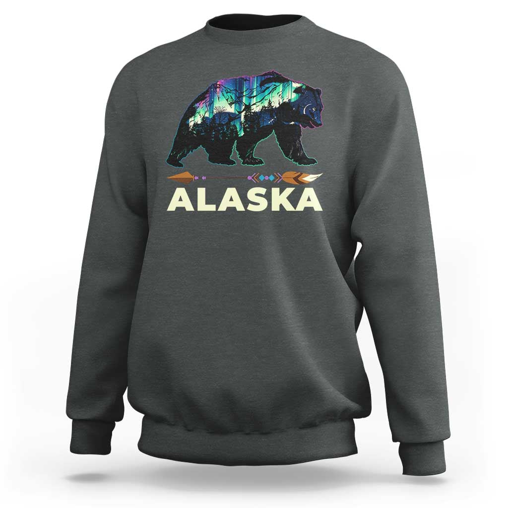Alaska Sweatshirt Alaskan Night Sky Northern Lights Aurora Bear - Wonder Print Shop
