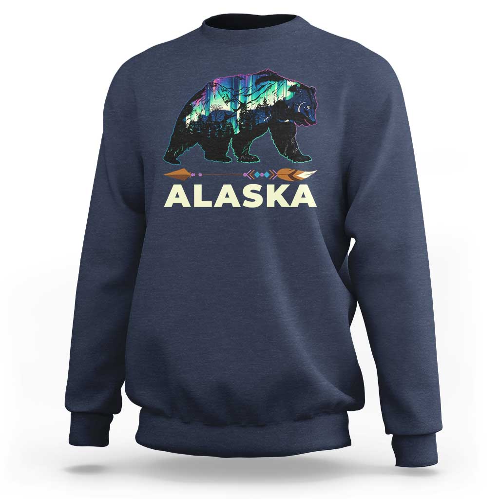 Alaska Sweatshirt Alaskan Night Sky Northern Lights Aurora Bear - Wonder Print Shop