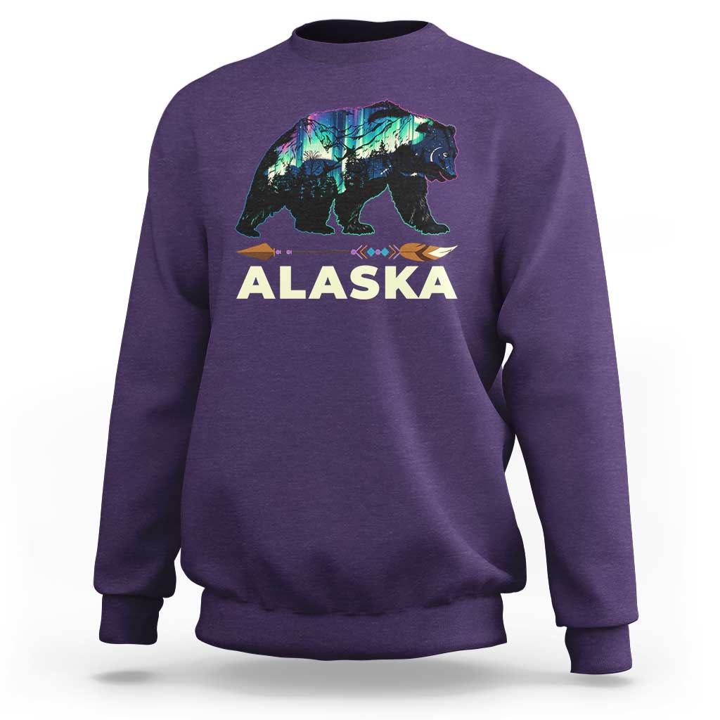 Alaska Sweatshirt Alaskan Night Sky Northern Lights Aurora Bear - Wonder Print Shop