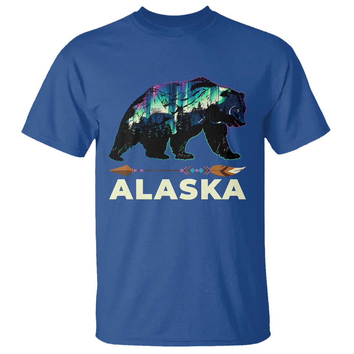 Alaska T Shirt Alaskan Night Sky Northern Lights Aurora Bear - Wonder Print Shop