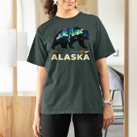 Alaska T Shirt For Women Alaskan Night Sky Northern Lights Aurora Bear - Wonder Print Shop