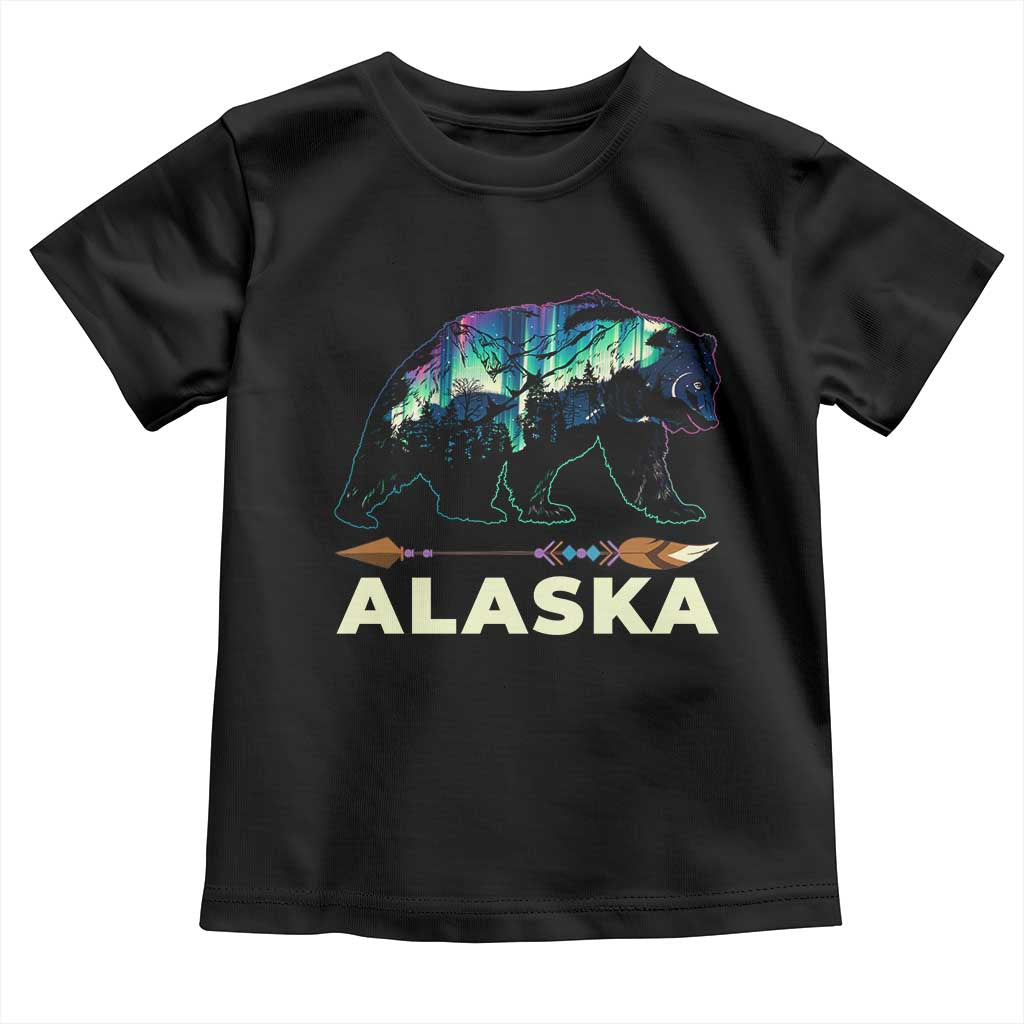 Alaska Toddler T Shirt Alaskan Night Sky Northern Lights Aurora Bear - Wonder Print Shop
