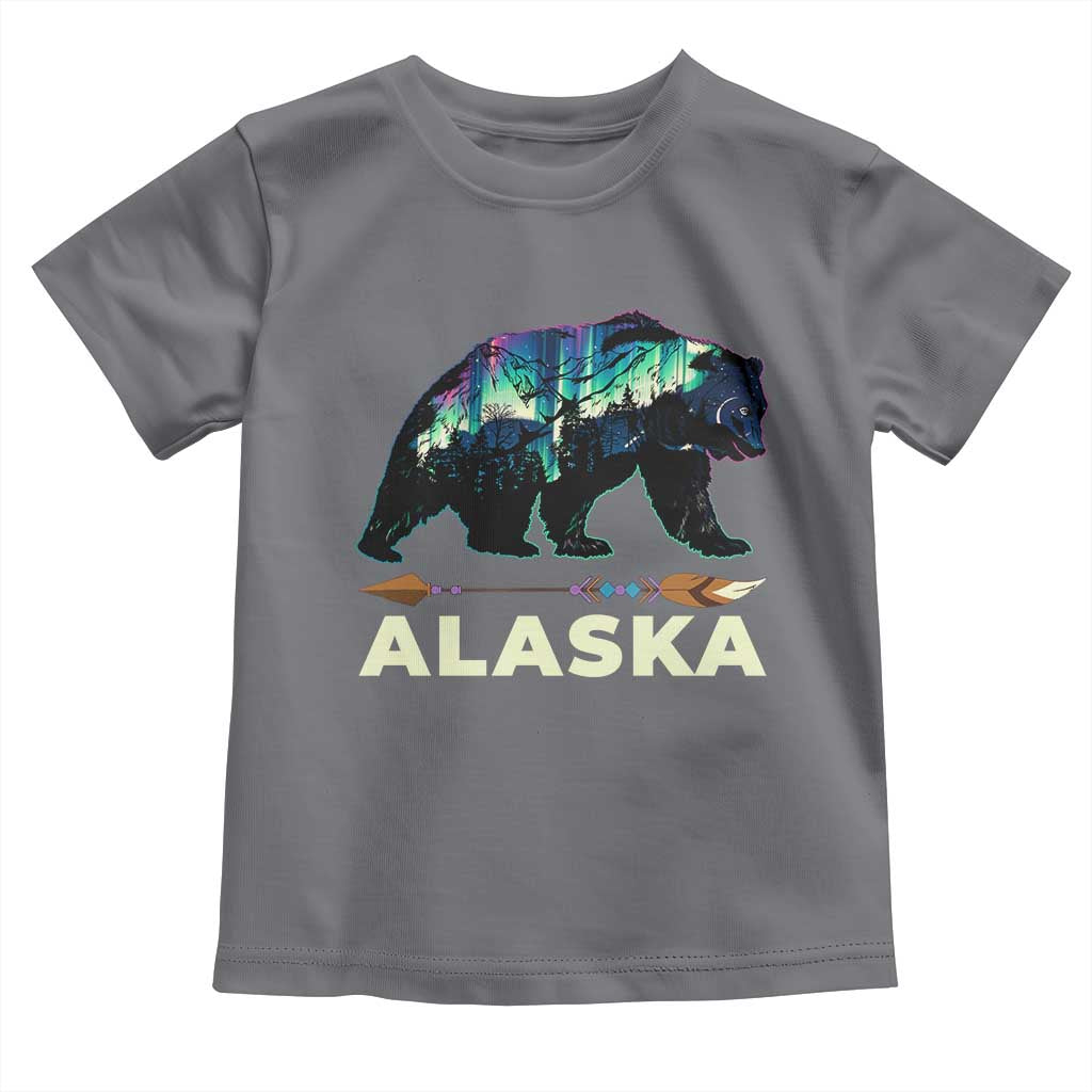 Alaska Toddler T Shirt Alaskan Night Sky Northern Lights Aurora Bear - Wonder Print Shop