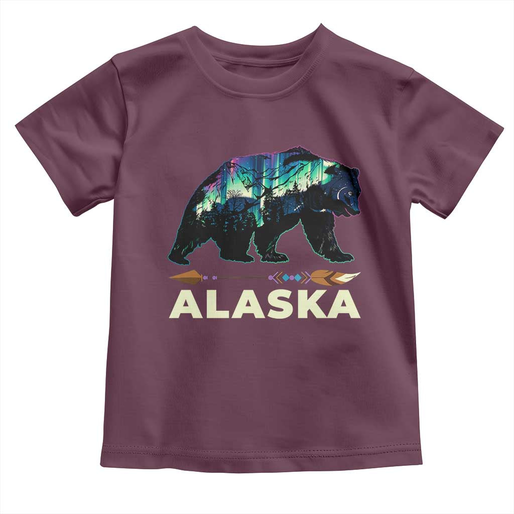 Alaska Toddler T Shirt Alaskan Night Sky Northern Lights Aurora Bear - Wonder Print Shop