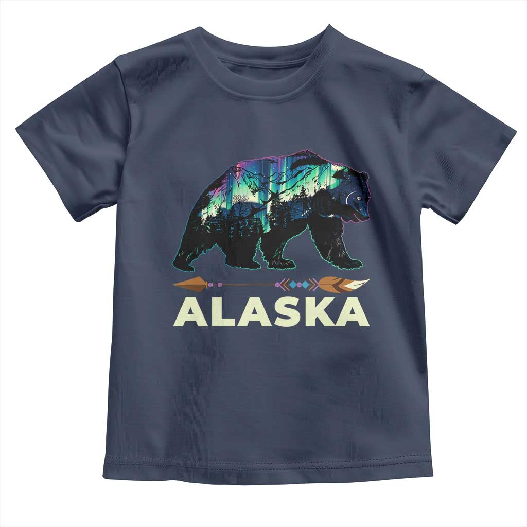 Alaska Toddler T Shirt Alaskan Night Sky Northern Lights Aurora Bear - Wonder Print Shop