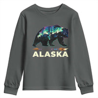 Alaska Youth Sweatshirt Alaskan Night Sky Northern Lights Aurora Bear - Wonder Print Shop