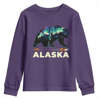 Alaska Youth Sweatshirt Alaskan Night Sky Northern Lights Aurora Bear - Wonder Print Shop