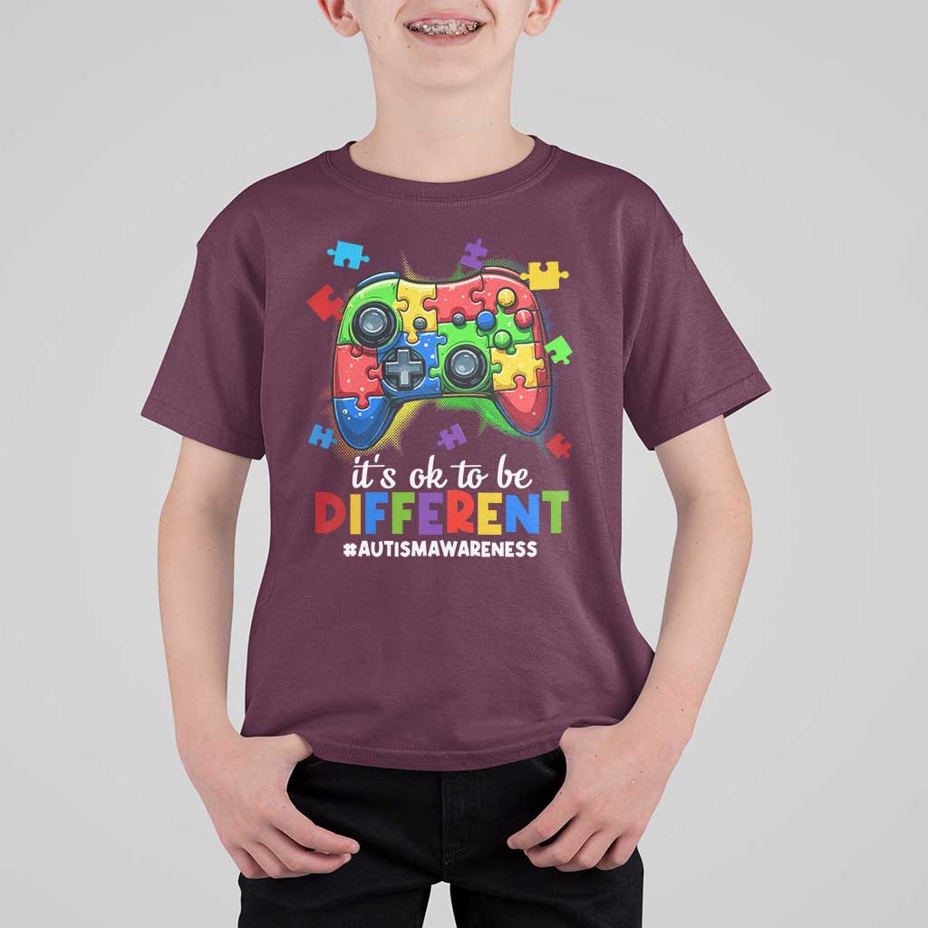 Video Game Autism Awareness T Shirt For Kid It's Ok To Be Different Kids