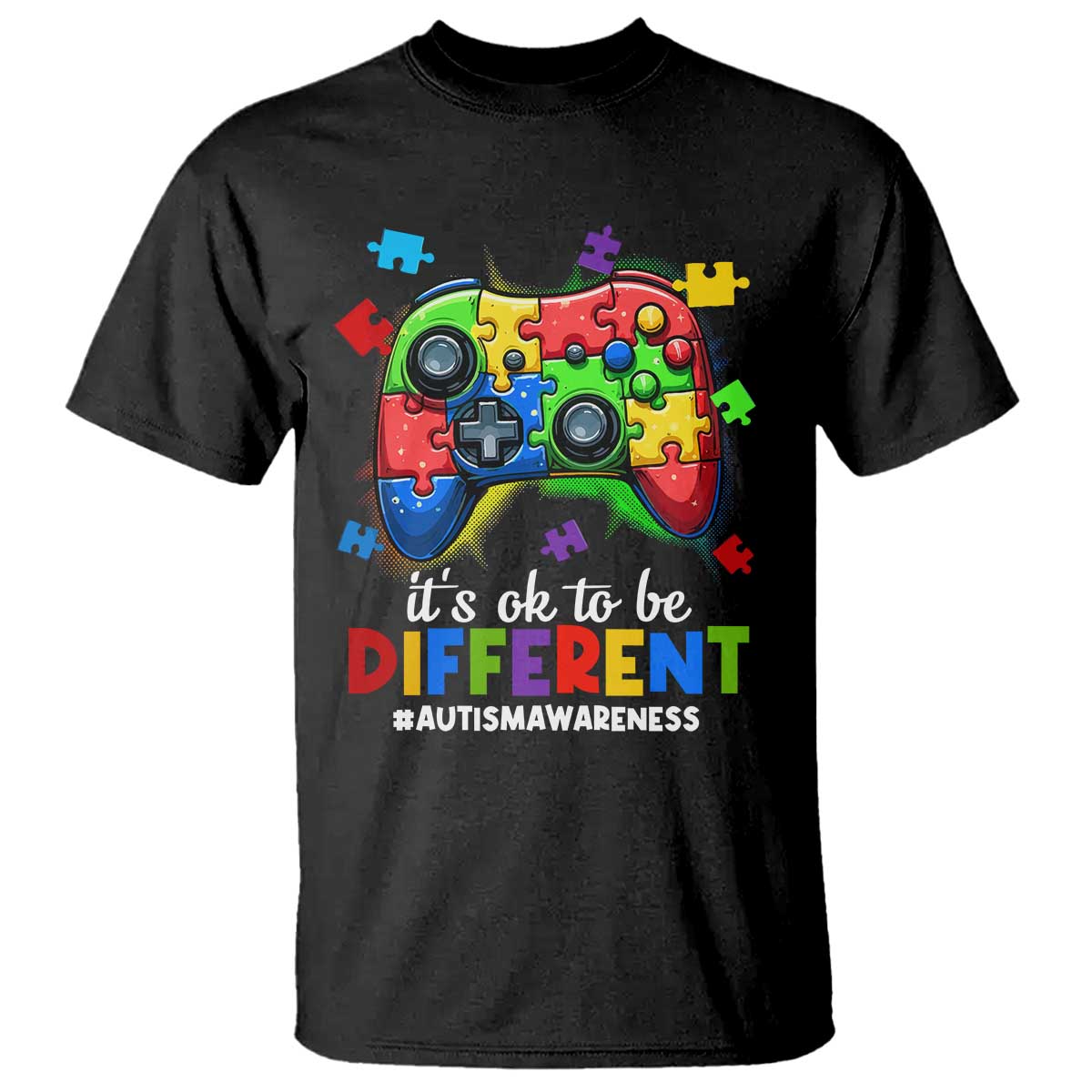 Video Game Autism Awareness T Shirt It's Ok To Be Different Kids
