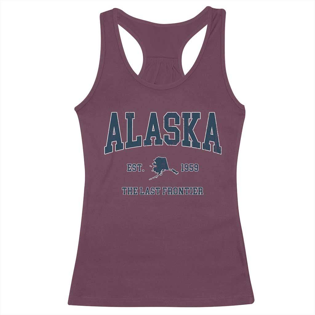 Alaska Racerback Tank Top Vintage Sports Design The Last Frontier Souvenirs - Wonder Print Shop
