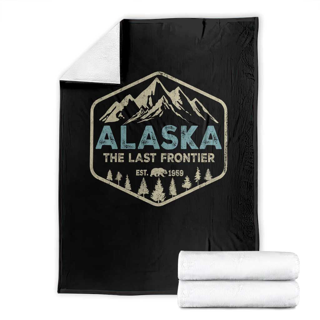 Vintage Alaska The Last Frontier Throw Blanket Retro Alaskan Bear Mountain Souvenir - Wonder Print Shop