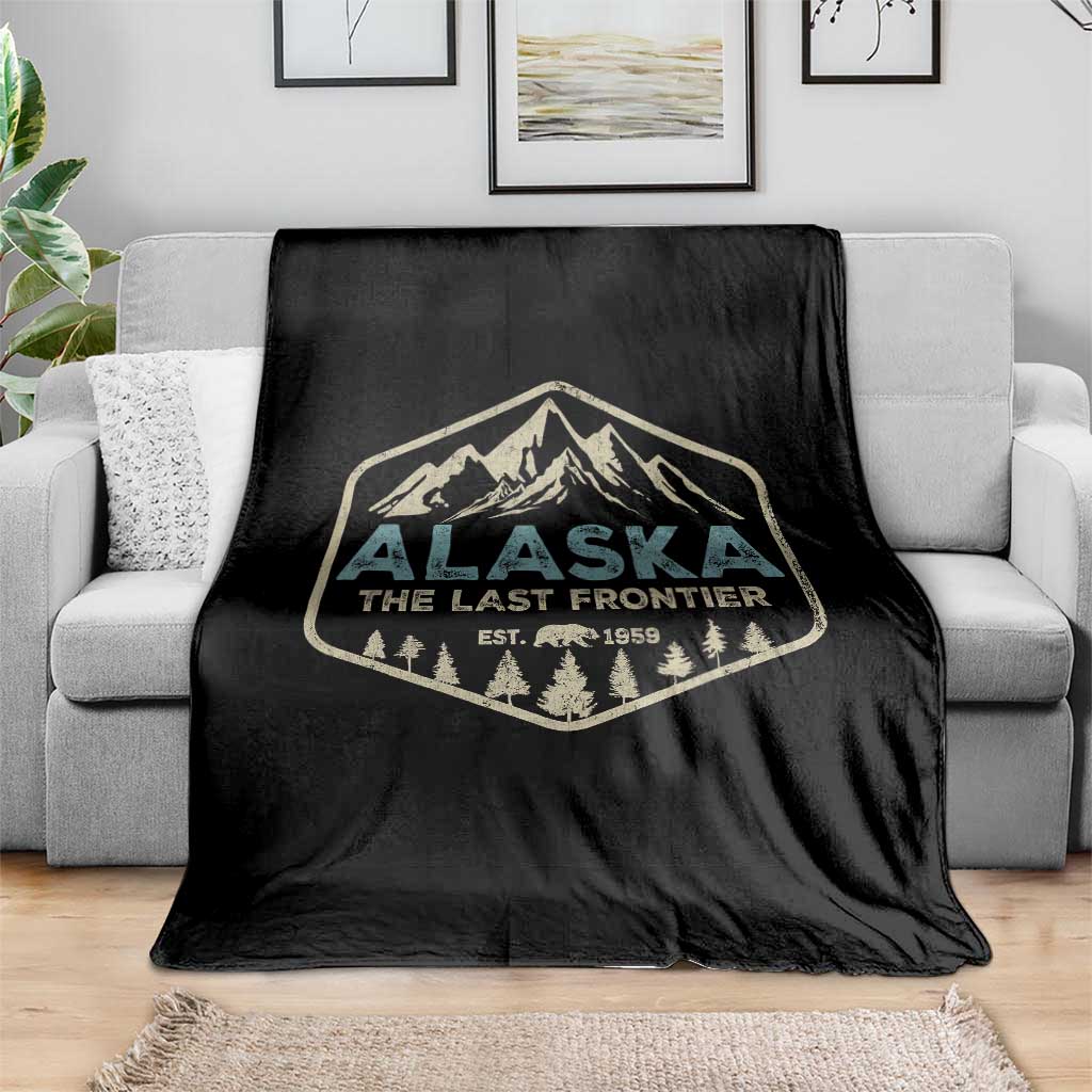 Vintage Alaska The Last Frontier Throw Blanket Retro Alaskan Bear Mountain Souvenir - Wonder Print Shop