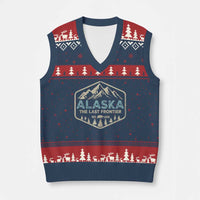 Vintage Alaska The Last Frontier V-Neck Knit Sweater Vest Retro Alaskan Bear Mountain Souvenir - Wonder Print Shop