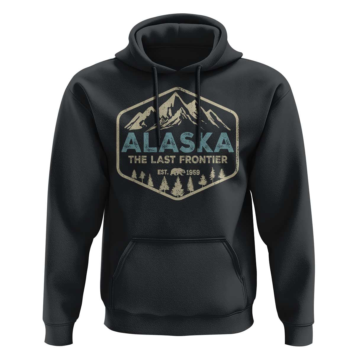 Vintage Alaska The Last Frontier Hoodie Retro Alaskan Bear Mountain Souvenir - Wonder Print Shop