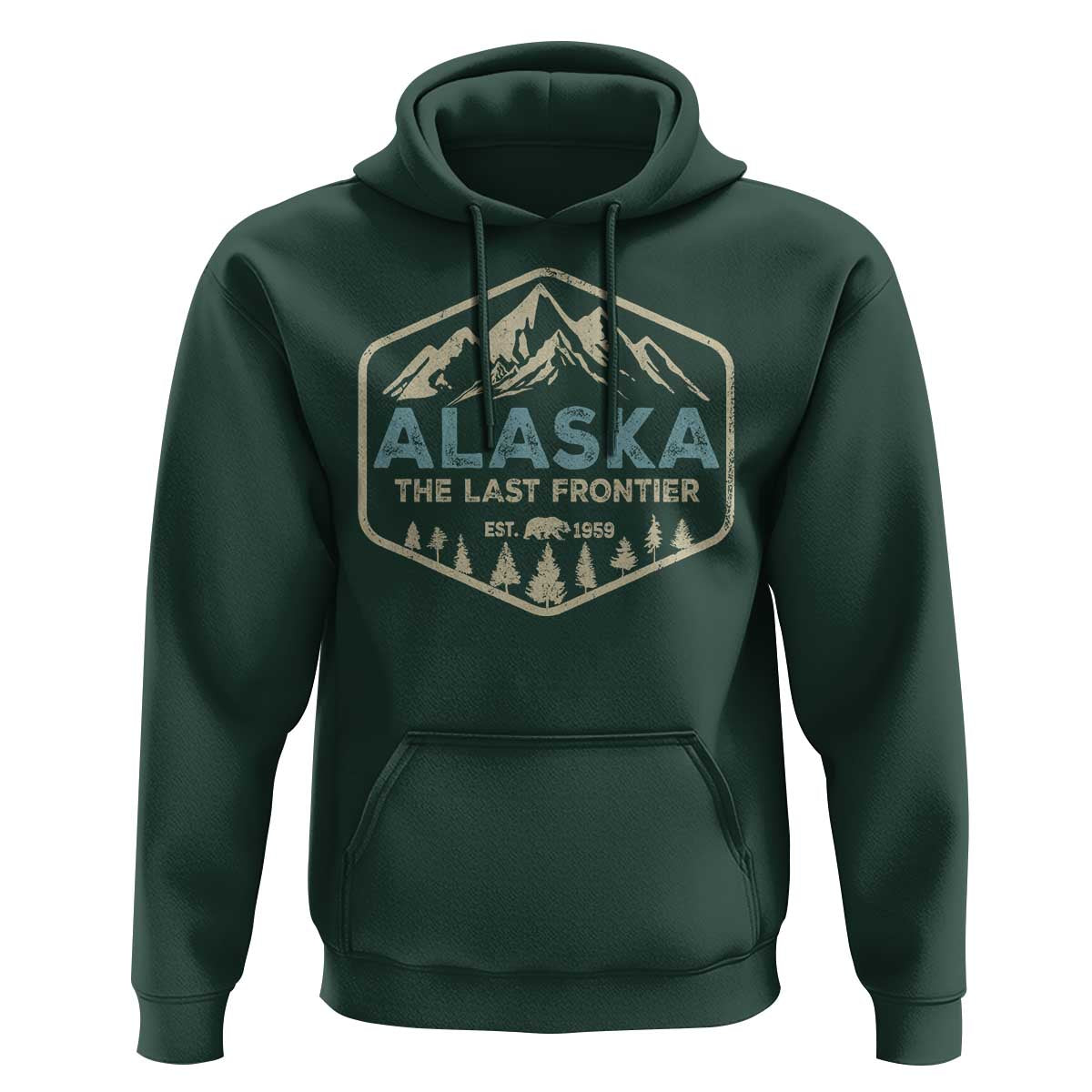 Vintage Alaska The Last Frontier Hoodie Retro Alaskan Bear Mountain Souvenir - Wonder Print Shop
