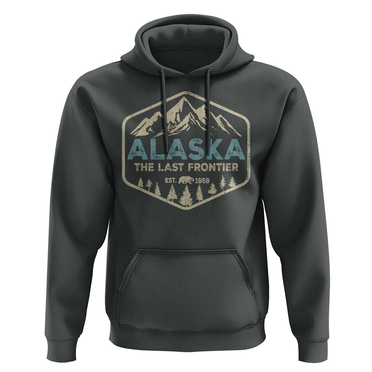 Vintage Alaska The Last Frontier Hoodie Retro Alaskan Bear Mountain Souvenir - Wonder Print Shop