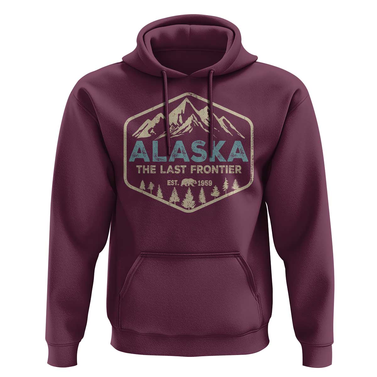 Vintage Alaska The Last Frontier Hoodie Retro Alaskan Bear Mountain Souvenir - Wonder Print Shop