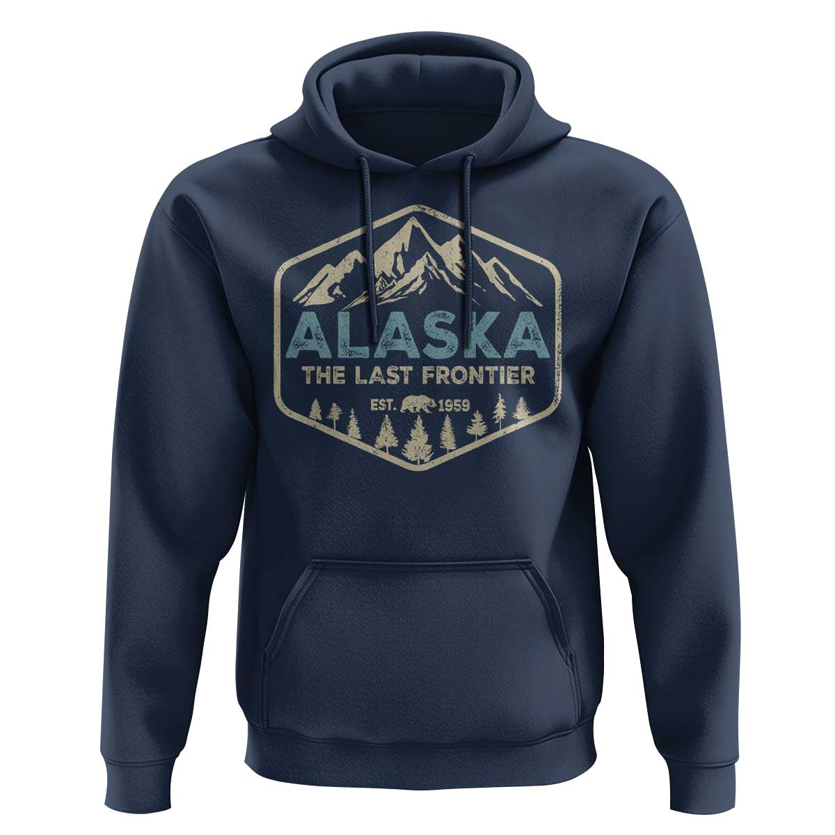 Vintage Alaska The Last Frontier Hoodie Retro Alaskan Bear Mountain Souvenir - Wonder Print Shop