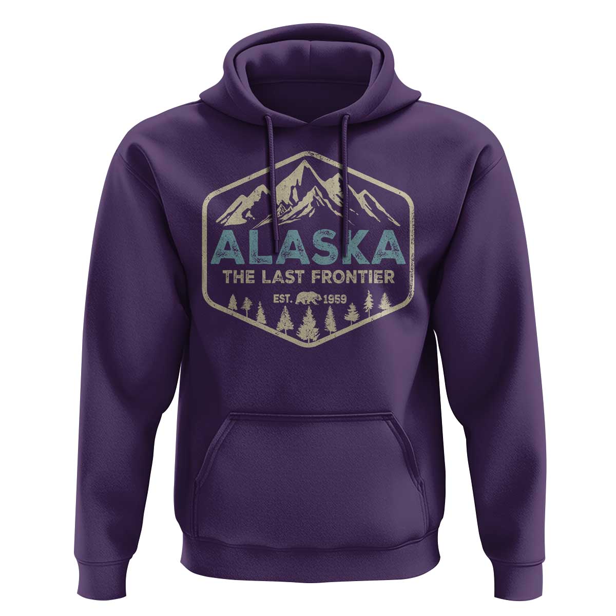 Vintage Alaska The Last Frontier Hoodie Retro Alaskan Bear Mountain Souvenir - Wonder Print Shop