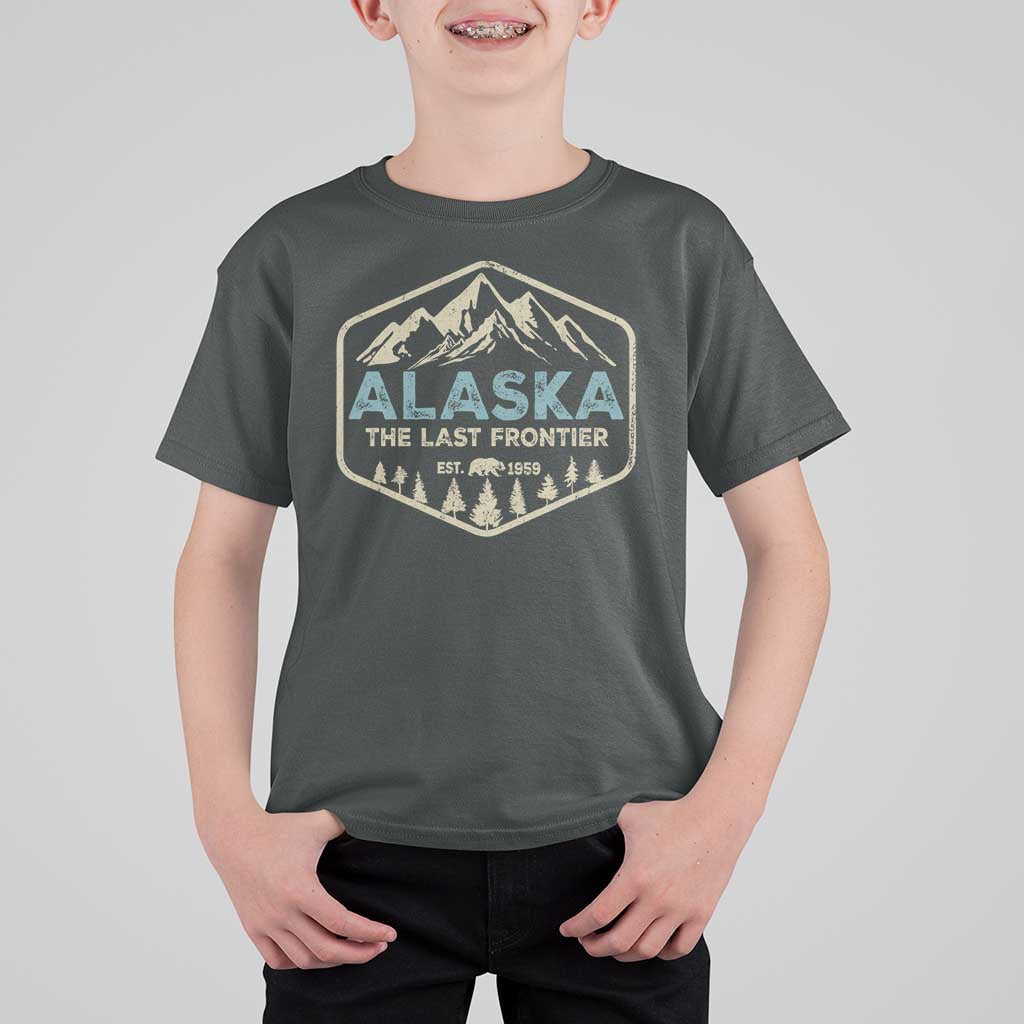 Vintage Alaska The Last Frontier T Shirt For Kid Retro Alaskan Bear Mountain Souvenir - Wonder Print Shop