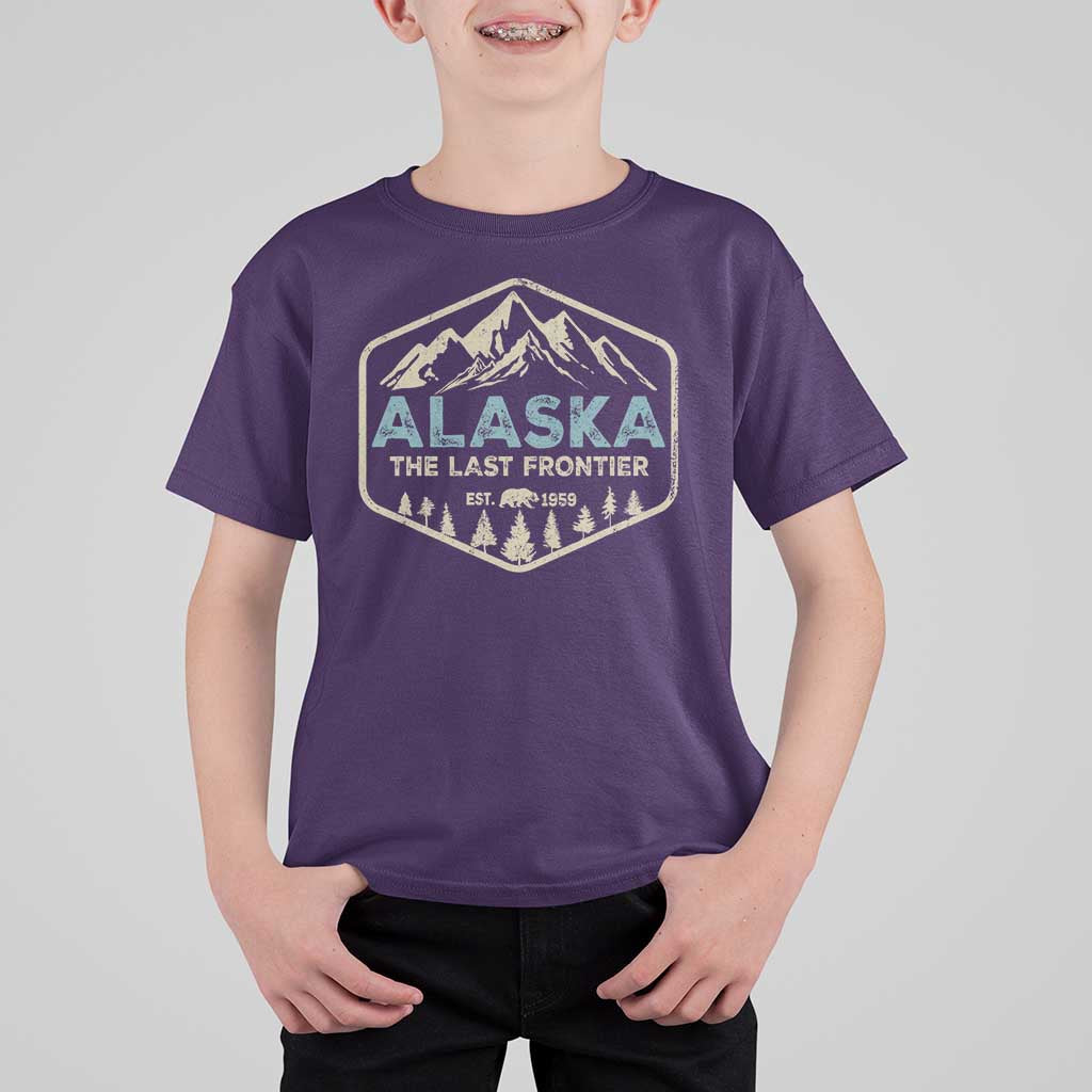 Vintage Alaska The Last Frontier T Shirt For Kid Retro Alaskan Bear Mountain Souvenir - Wonder Print Shop