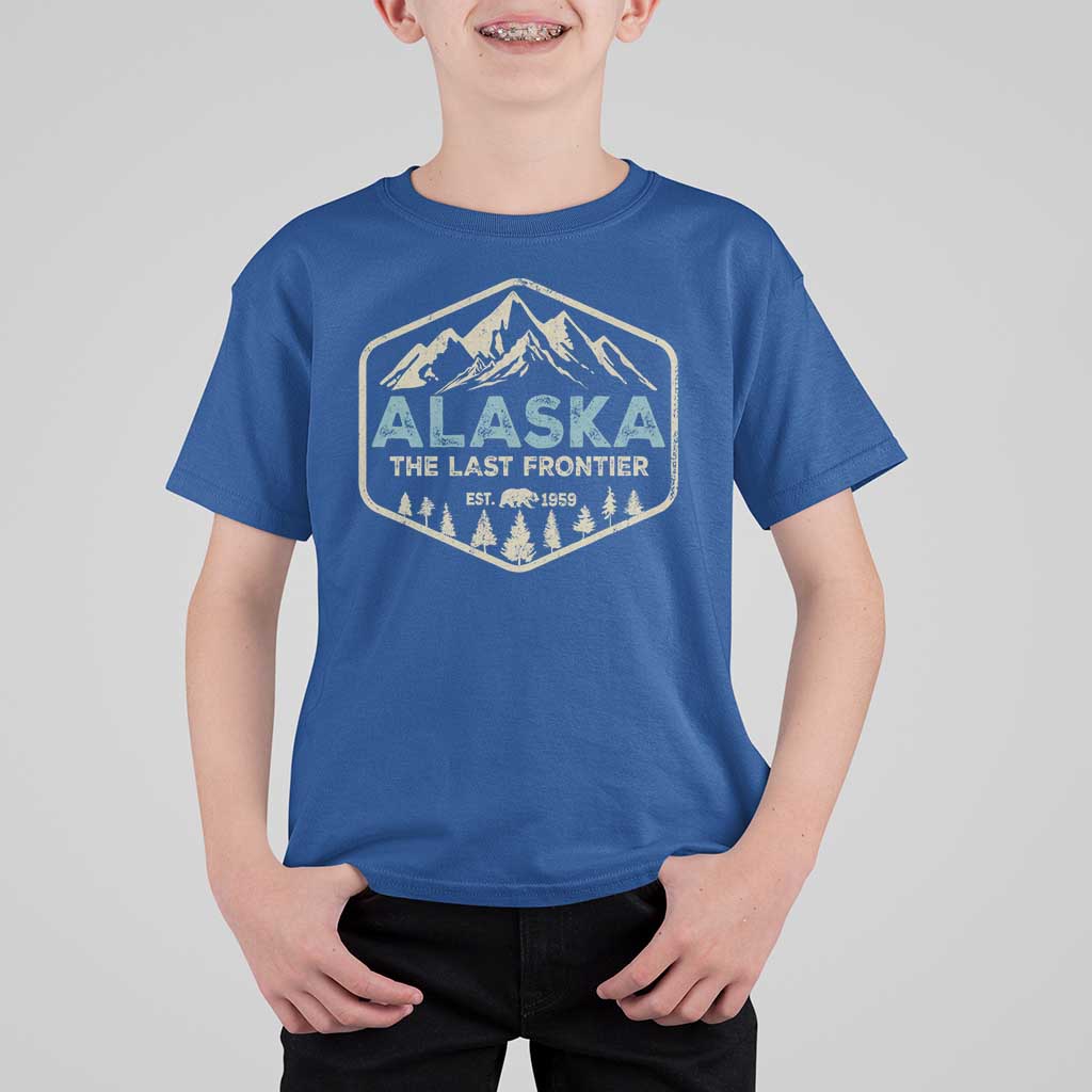 Vintage Alaska The Last Frontier T Shirt For Kid Retro Alaskan Bear Mountain Souvenir - Wonder Print Shop