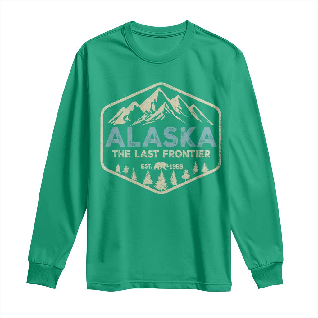 Vintage Alaska The Last Frontier Long Sleeve Shirt Retro Alaskan Bear Mountain Souvenir - Wonder Print Shop