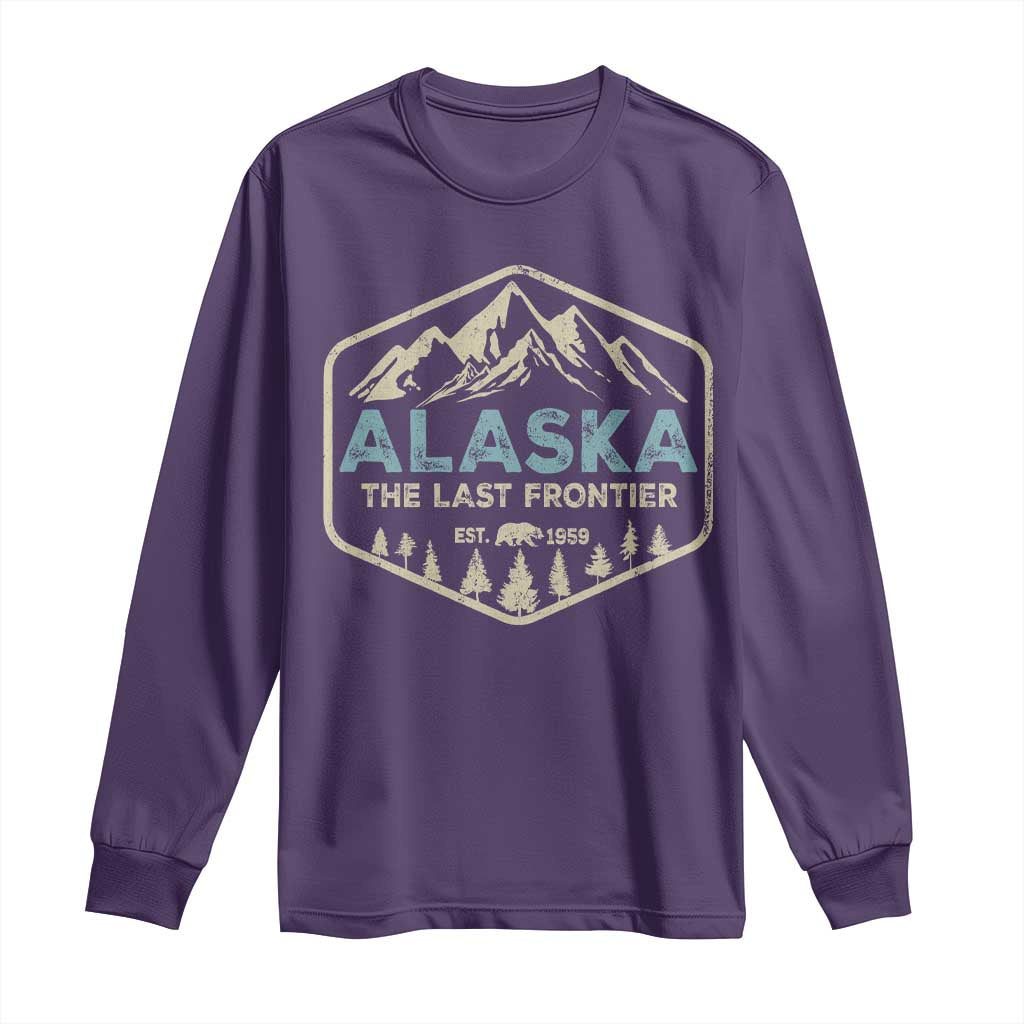 Vintage Alaska The Last Frontier Long Sleeve Shirt Retro Alaskan Bear Mountain Souvenir - Wonder Print Shop