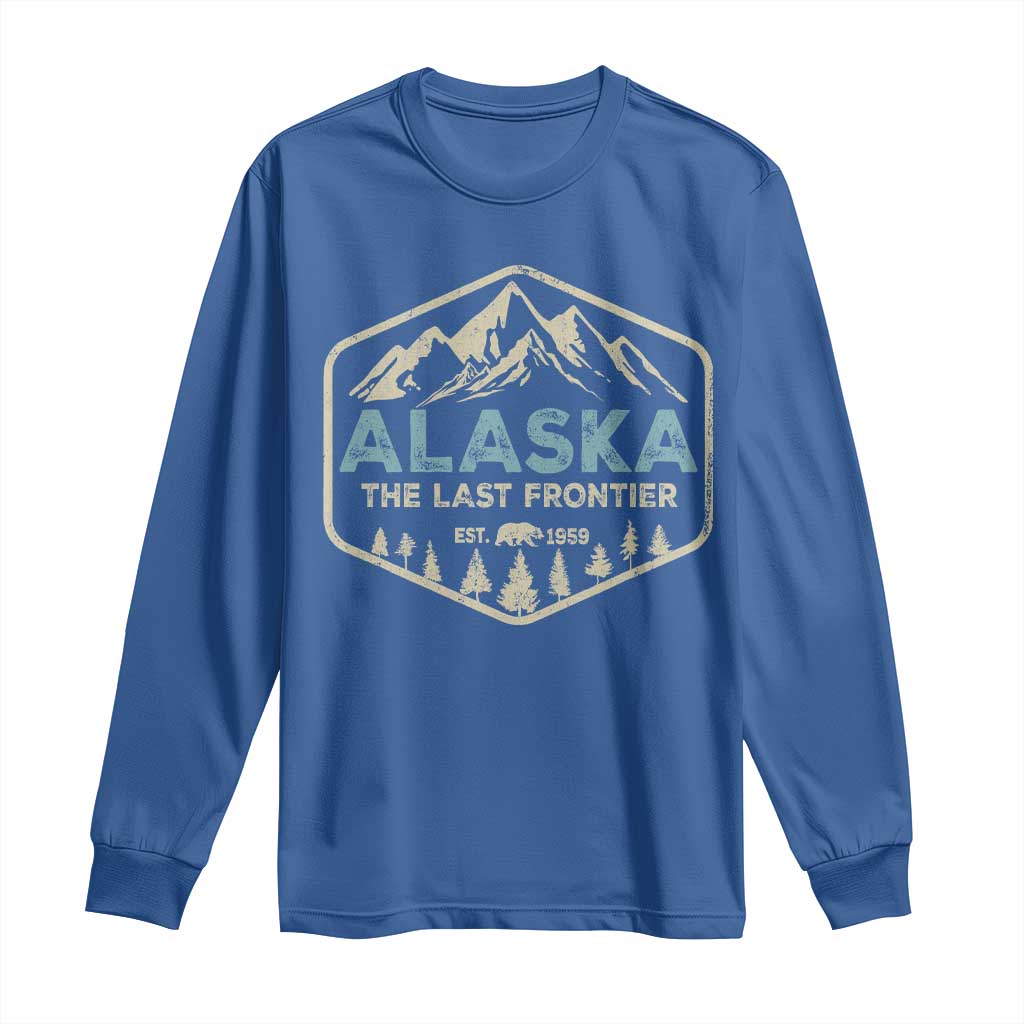 Vintage Alaska The Last Frontier Long Sleeve Shirt Retro Alaskan Bear Mountain Souvenir - Wonder Print Shop