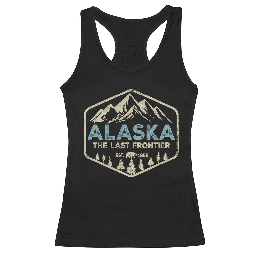 Vintage Alaska The Last Frontier Racerback Tank Top Retro Alaskan Bear Mountain Souvenir - Wonder Print Shop