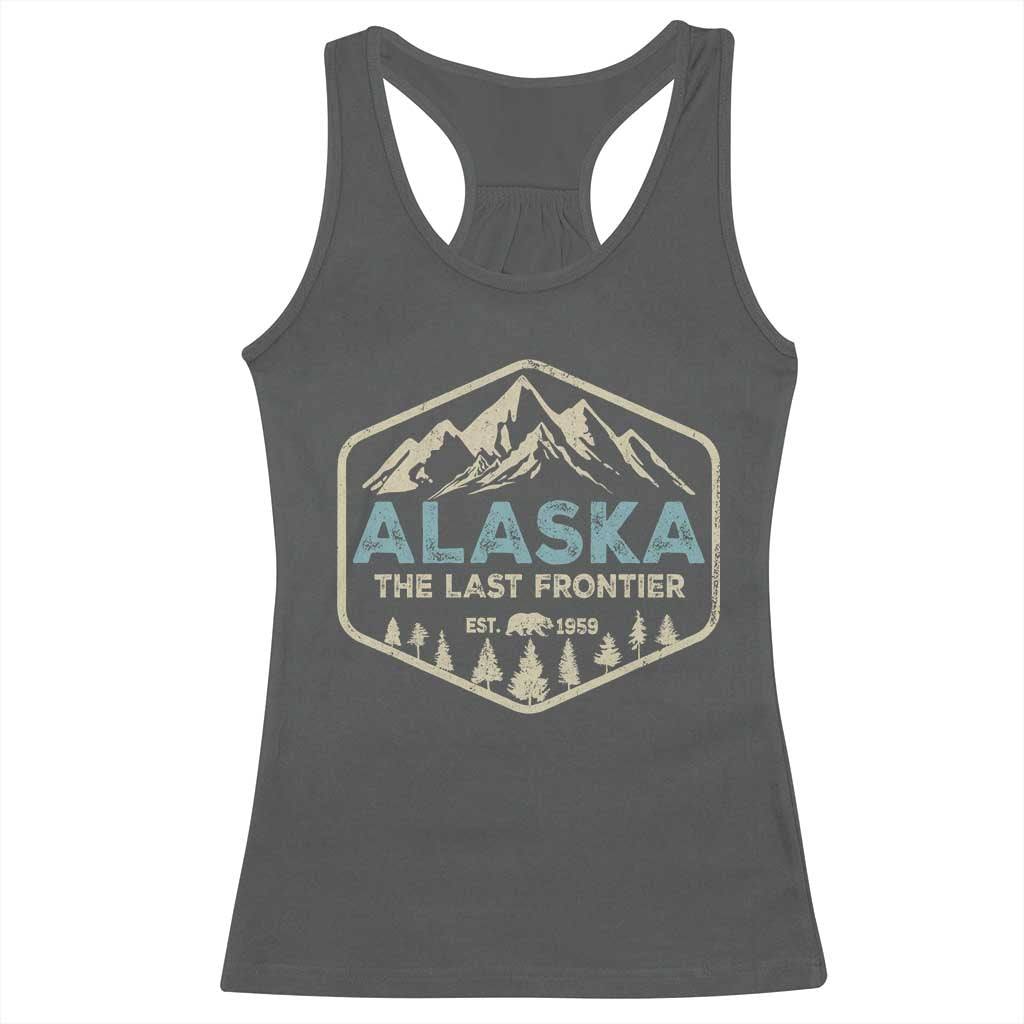 Vintage Alaska The Last Frontier Racerback Tank Top Retro Alaskan Bear Mountain Souvenir - Wonder Print Shop