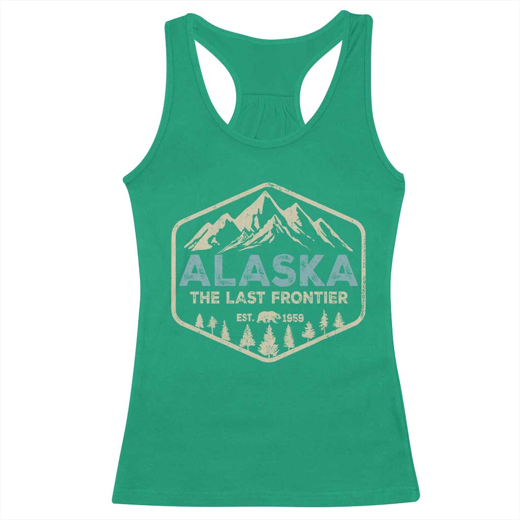 Vintage Alaska The Last Frontier Racerback Tank Top Retro Alaskan Bear Mountain Souvenir - Wonder Print Shop