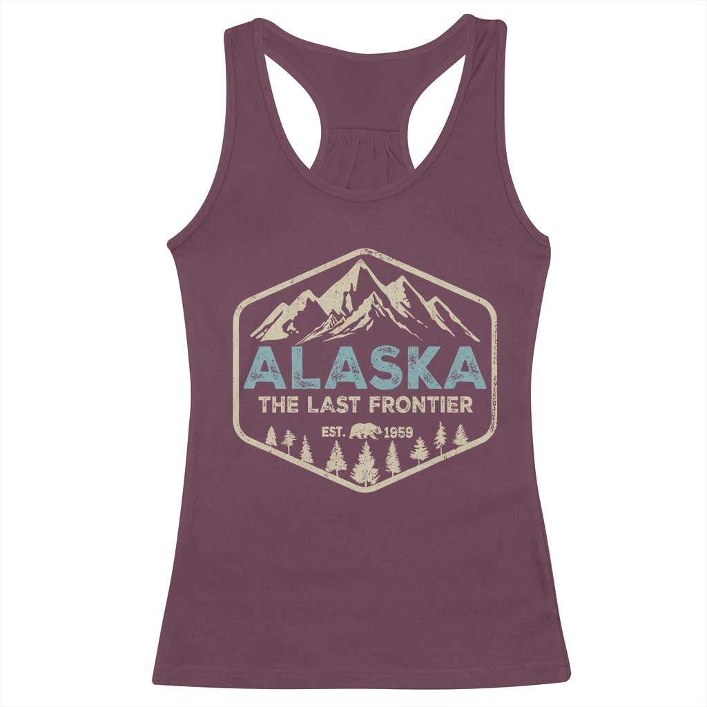 Vintage Alaska The Last Frontier Racerback Tank Top Retro Alaskan Bear Mountain Souvenir - Wonder Print Shop