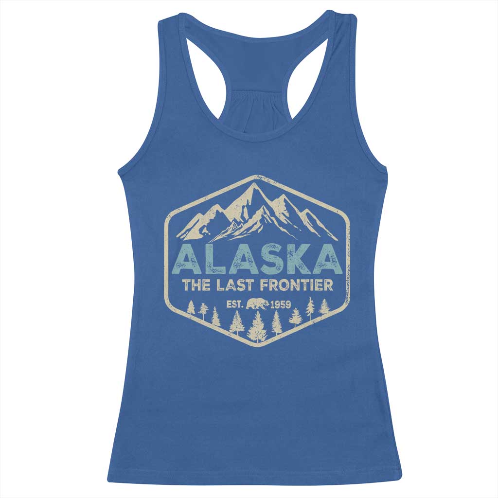 Vintage Alaska The Last Frontier Racerback Tank Top Retro Alaskan Bear Mountain Souvenir - Wonder Print Shop